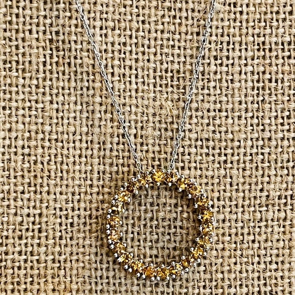 Sterling Citrine Circle Necklace - Picture 6 of 11